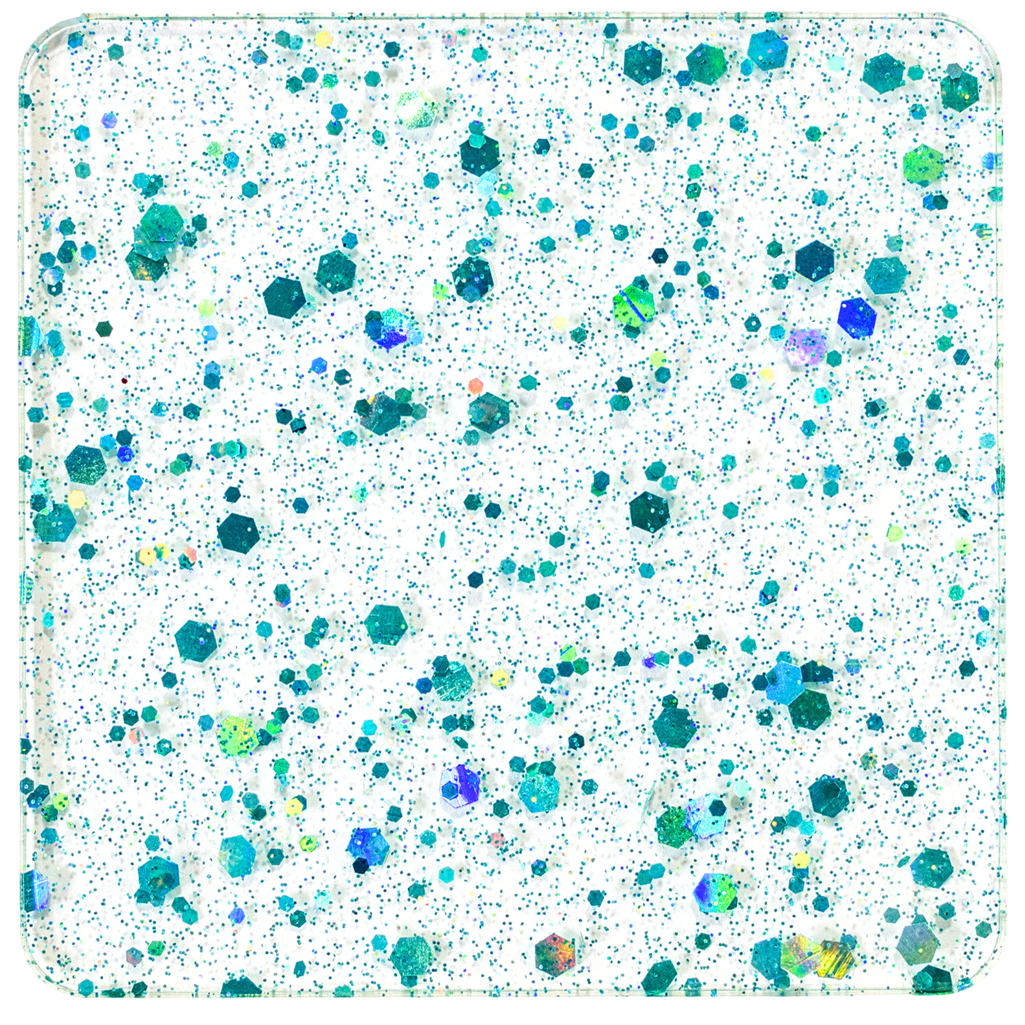 Turquoise Holographic Hexagons 1/8" Cast acrylic sheet