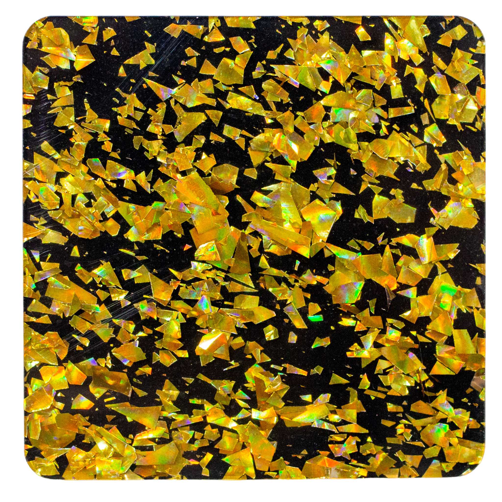 Black with Gold iridescent Flake Glitter Cast acrylic sheet 1/8"