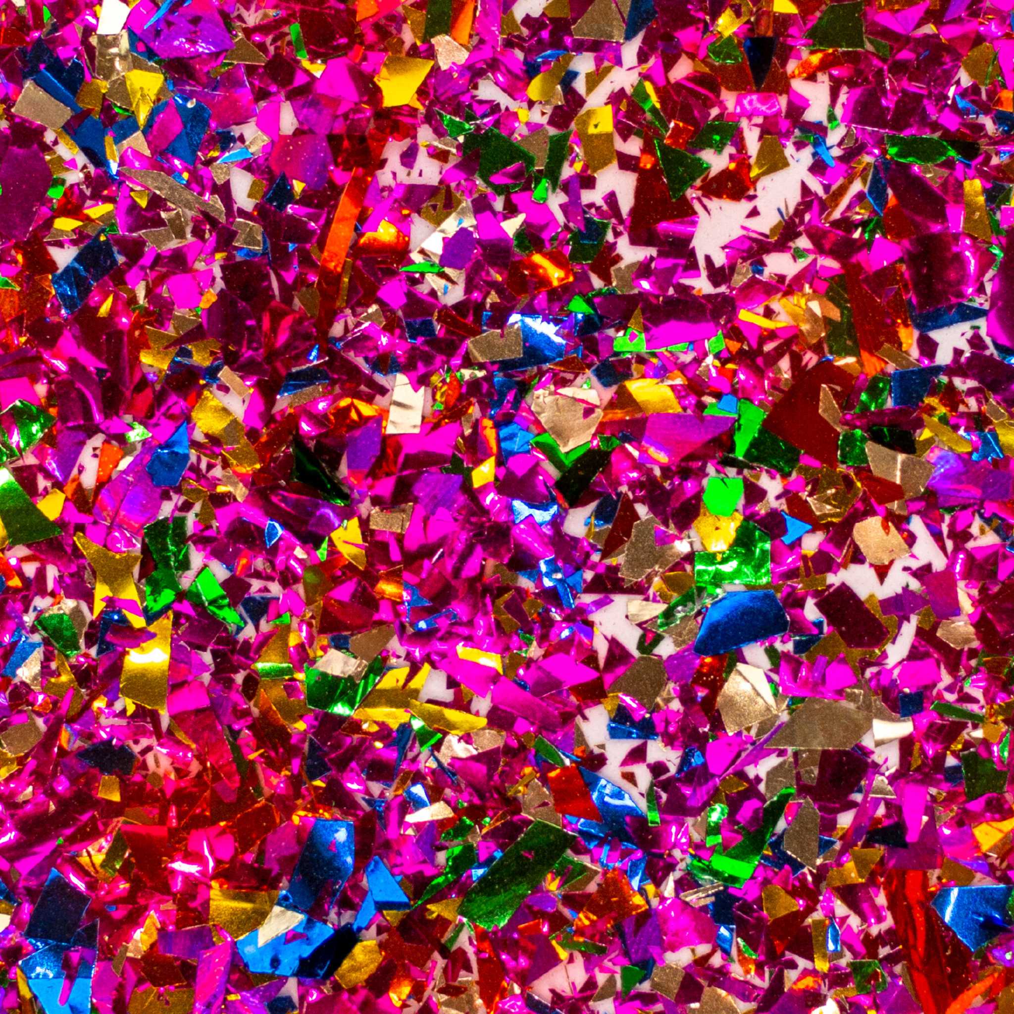 Carnival Mix - Red, Pink, Green, Blue, Gold - chunky Flake Cast Acrylic Sheet 3mm