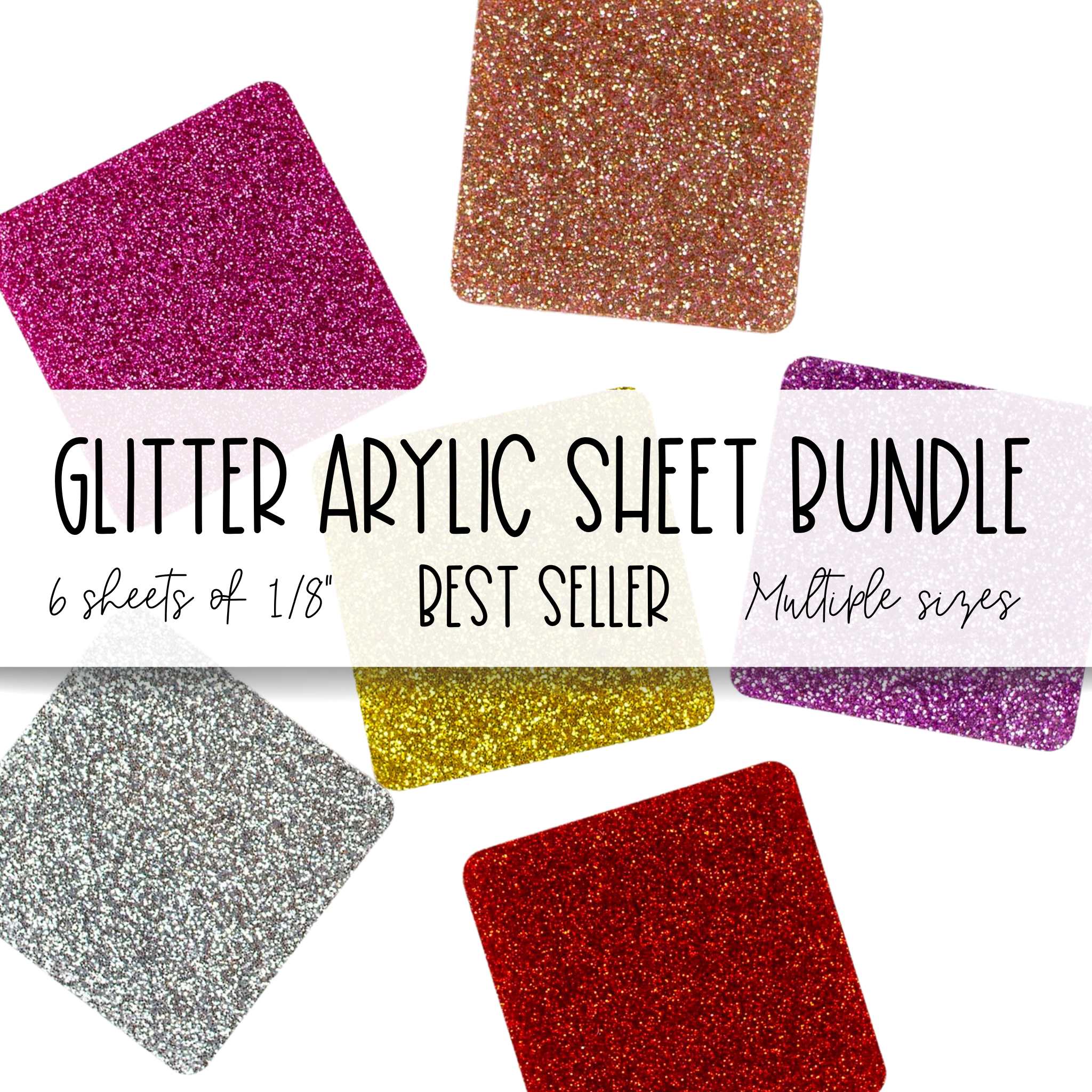 Fine Glitter BUNDLE 6 sheets 1/8" cast acrylic sheet