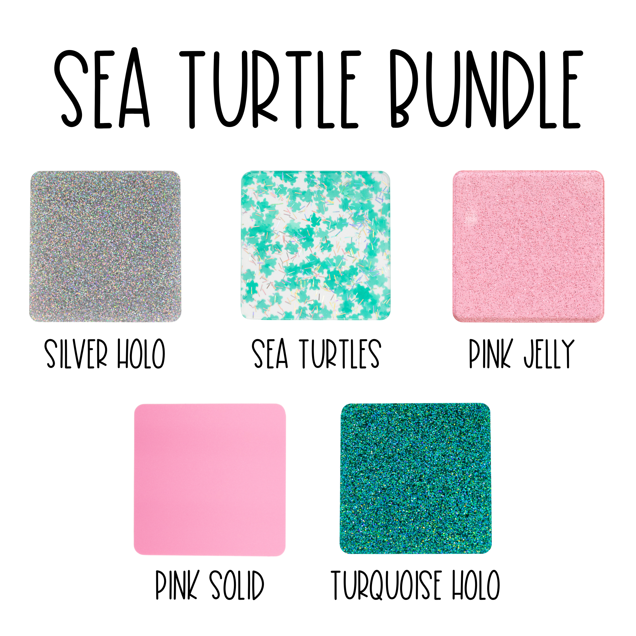 Sea Turtle Ocean Bundle Glitter Sparkle BUNDLE 5 sheets 1/8" cast acrylic sheet - PS Exclusive