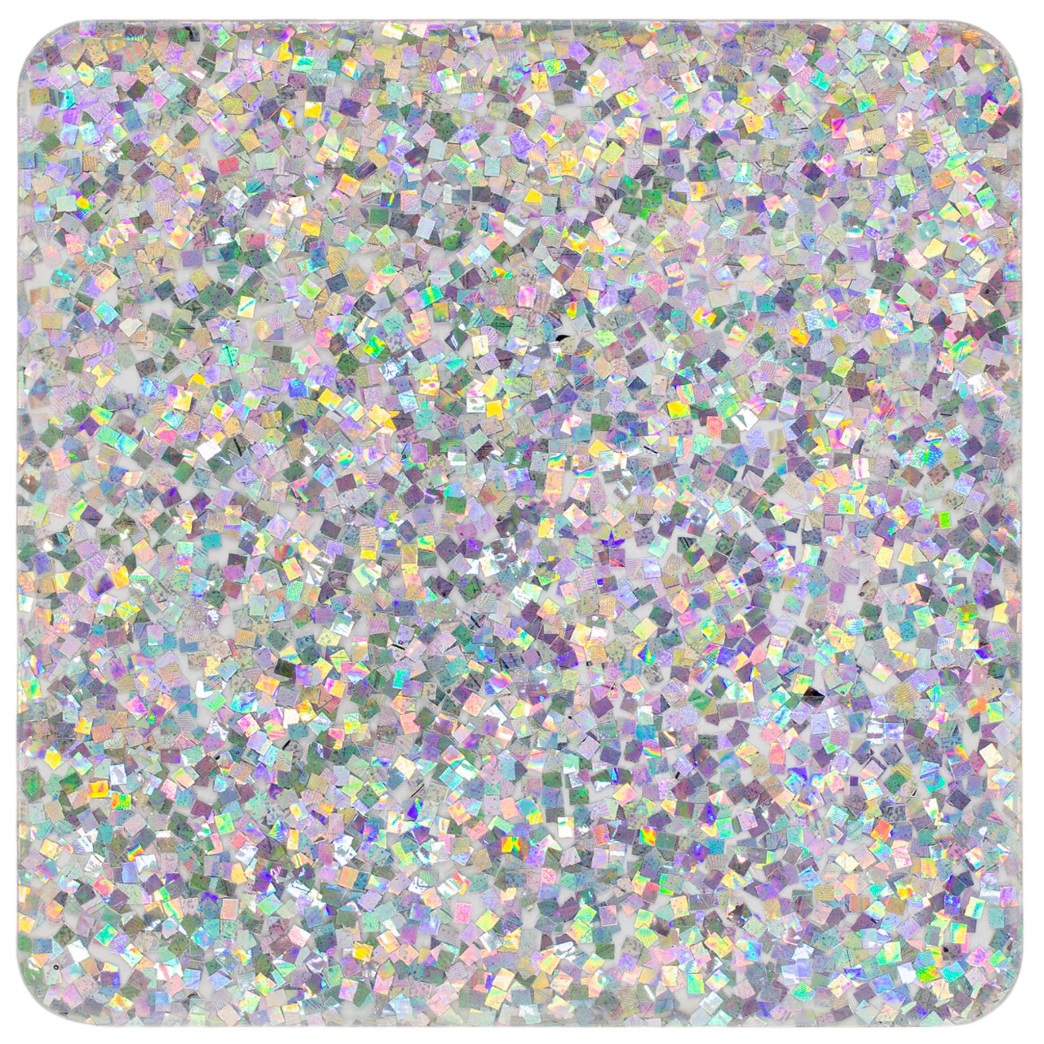 Silver square holographic Glitter Cast acrylic sheet 1/8"