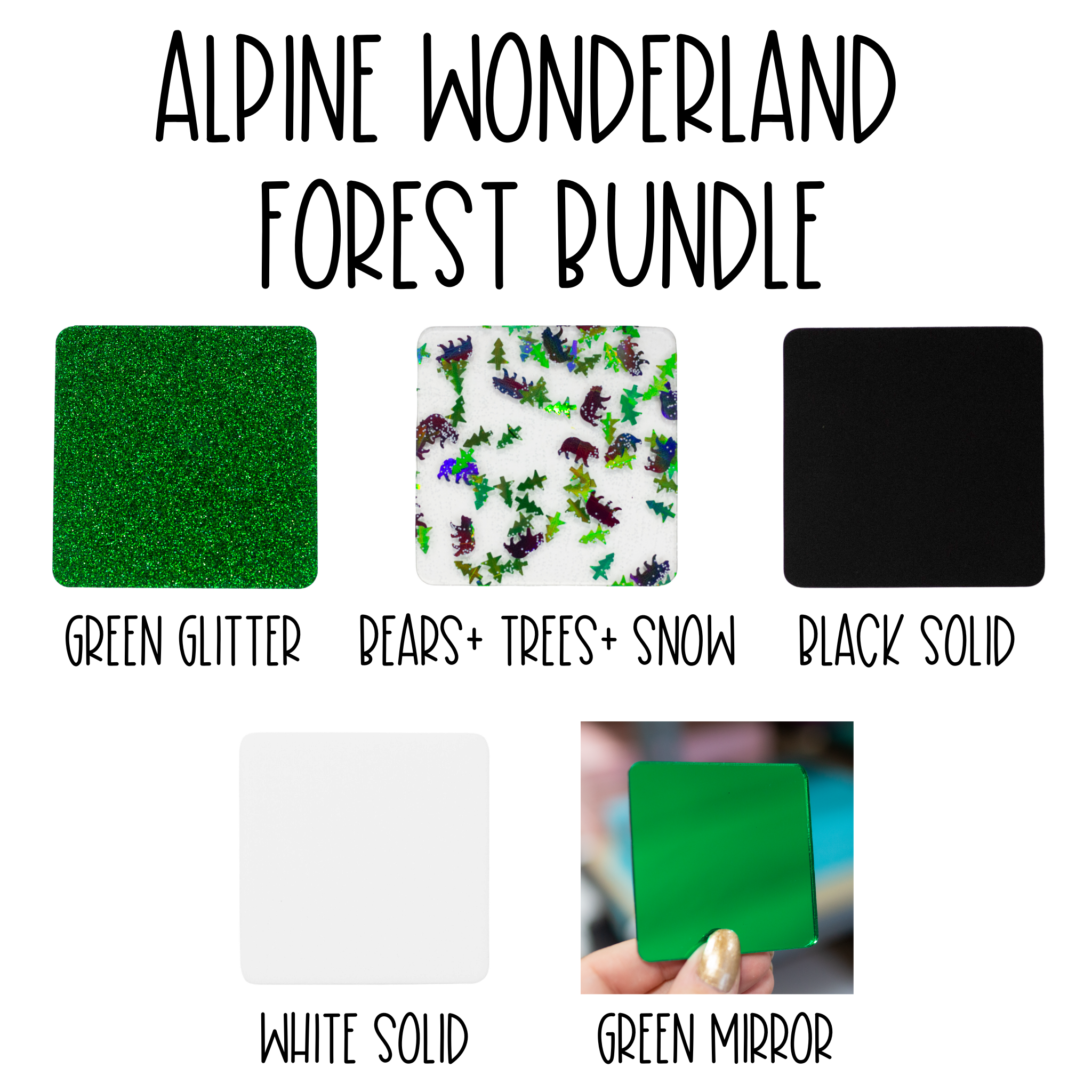 Alpine Wonderland Winter Christmas Bundle Glitter Sparkle BUNDLE 5 sheets 1/8" cast acrylic sheet