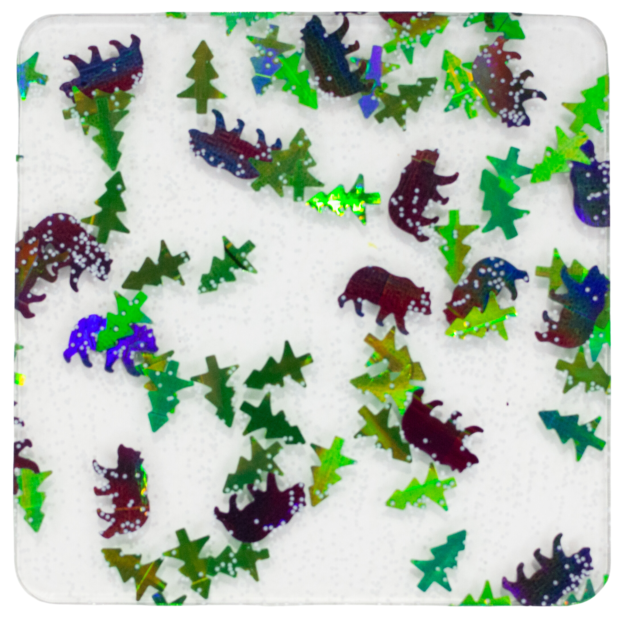 Alpine Forest (Bears, Trees and Snow) Glitter 1/8" Cast acrylic sheet - PS Exclusive