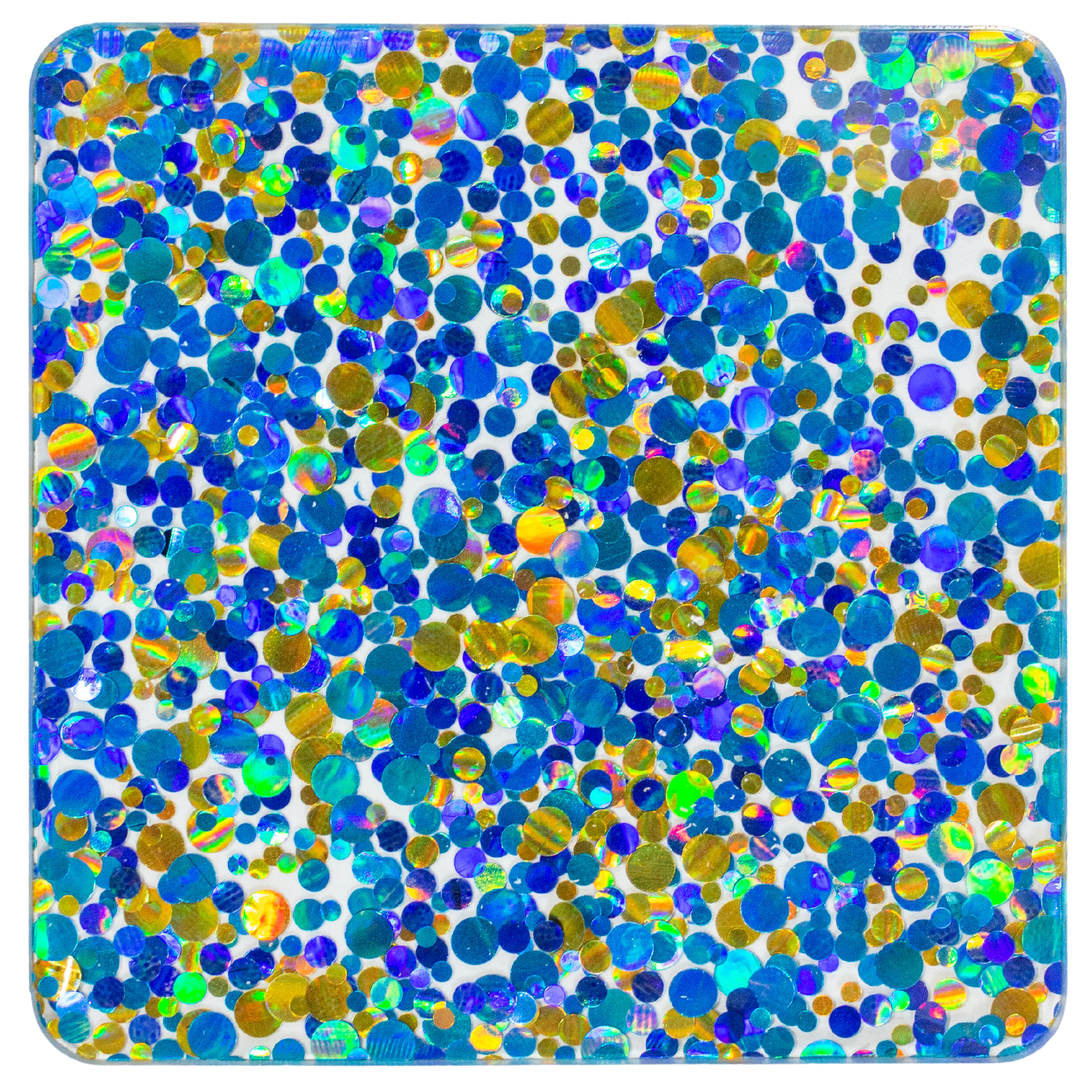 Blue & Gold Dots ( Blue, Royal Blue, Gold) Glitter Cast Acrylic Sheet 1/8"