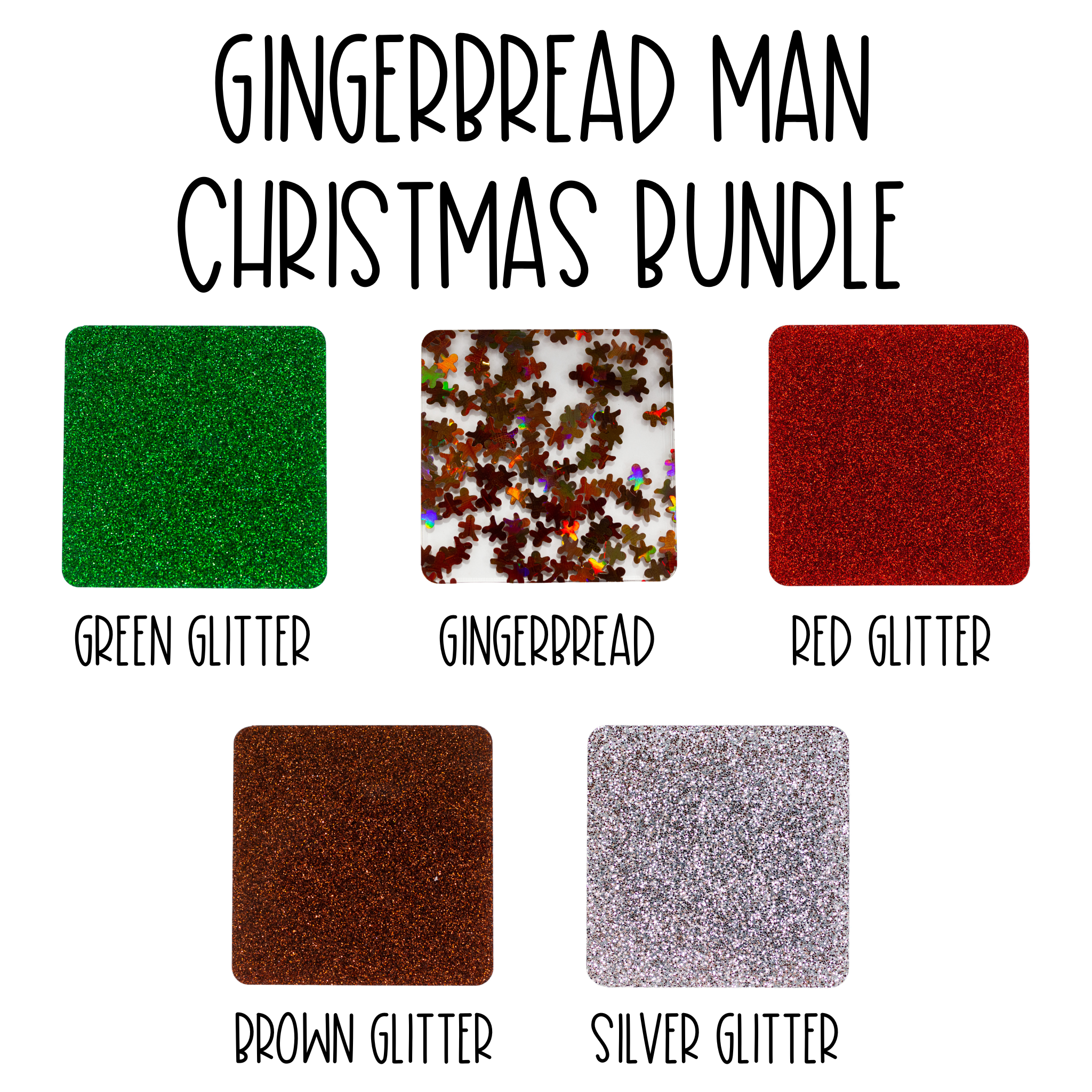 Gingerbread Man Christmas Bundle Glitter Sparkle BUNDLE 5 sheets 1/8" cast acrylic sheet