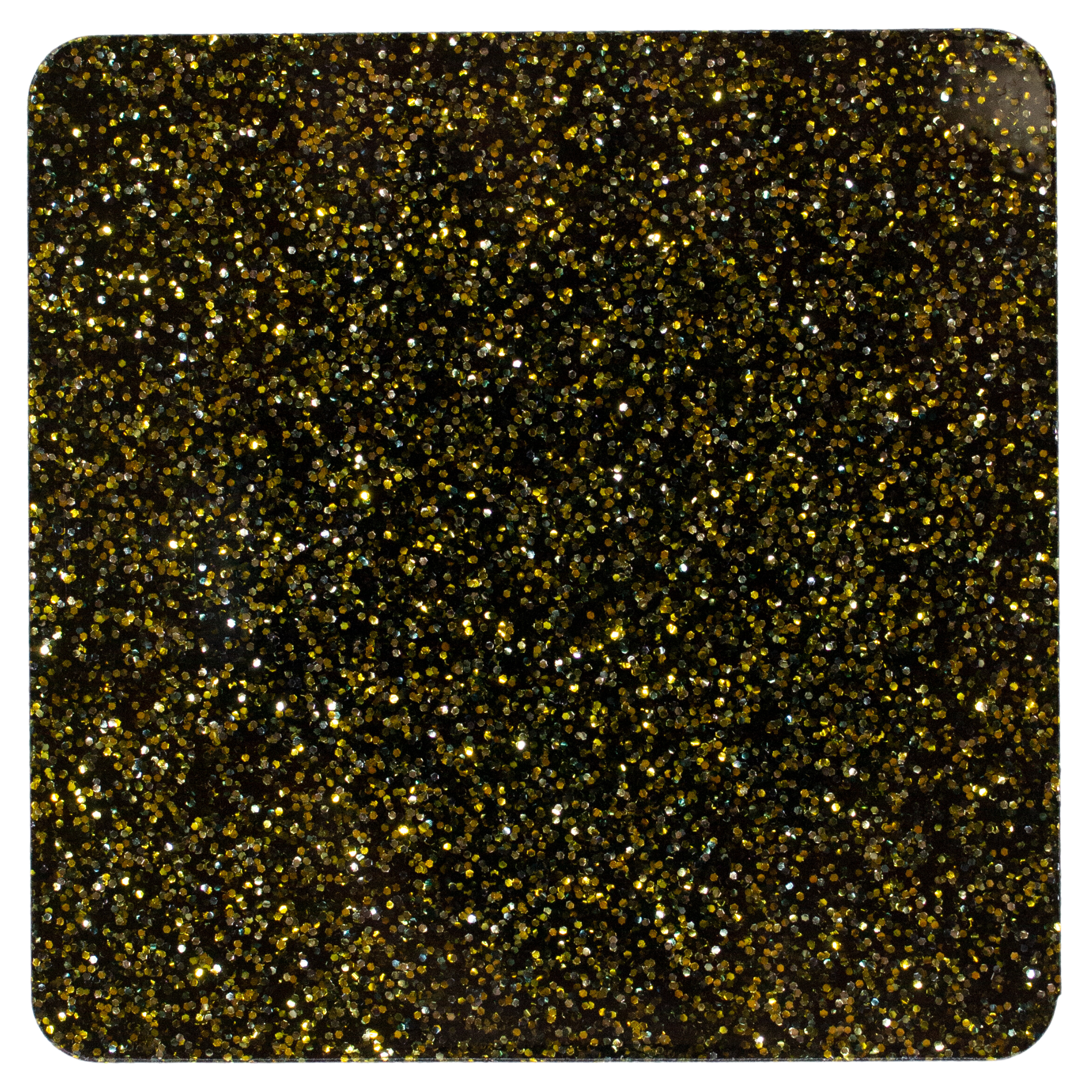 Gold Fine Glitter on Black Cast Acrylic Sheet 1/8"