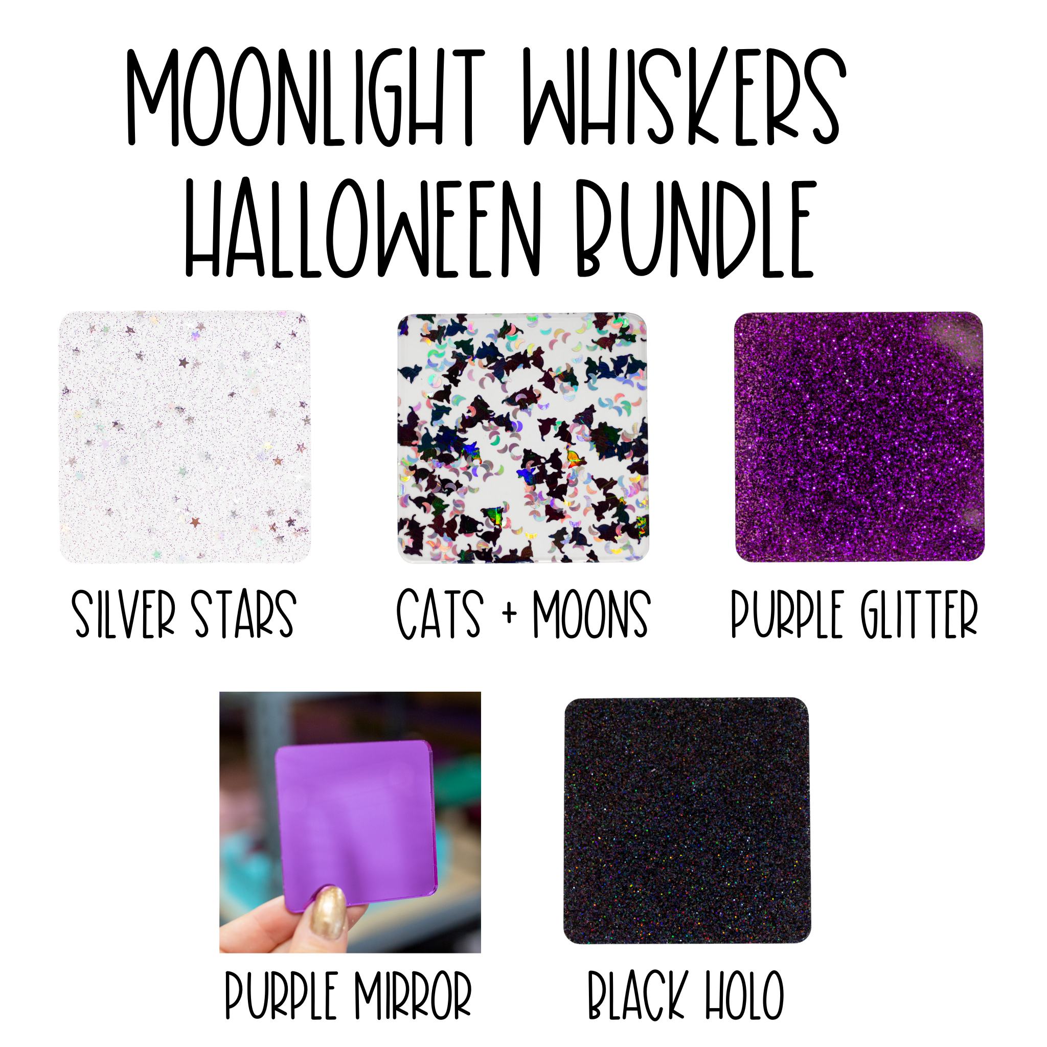 Moonlight Whiskers Halloween Bundle Glitter Sparkle BUNDLE 5 sheets 1/8" cast acrylic sheet