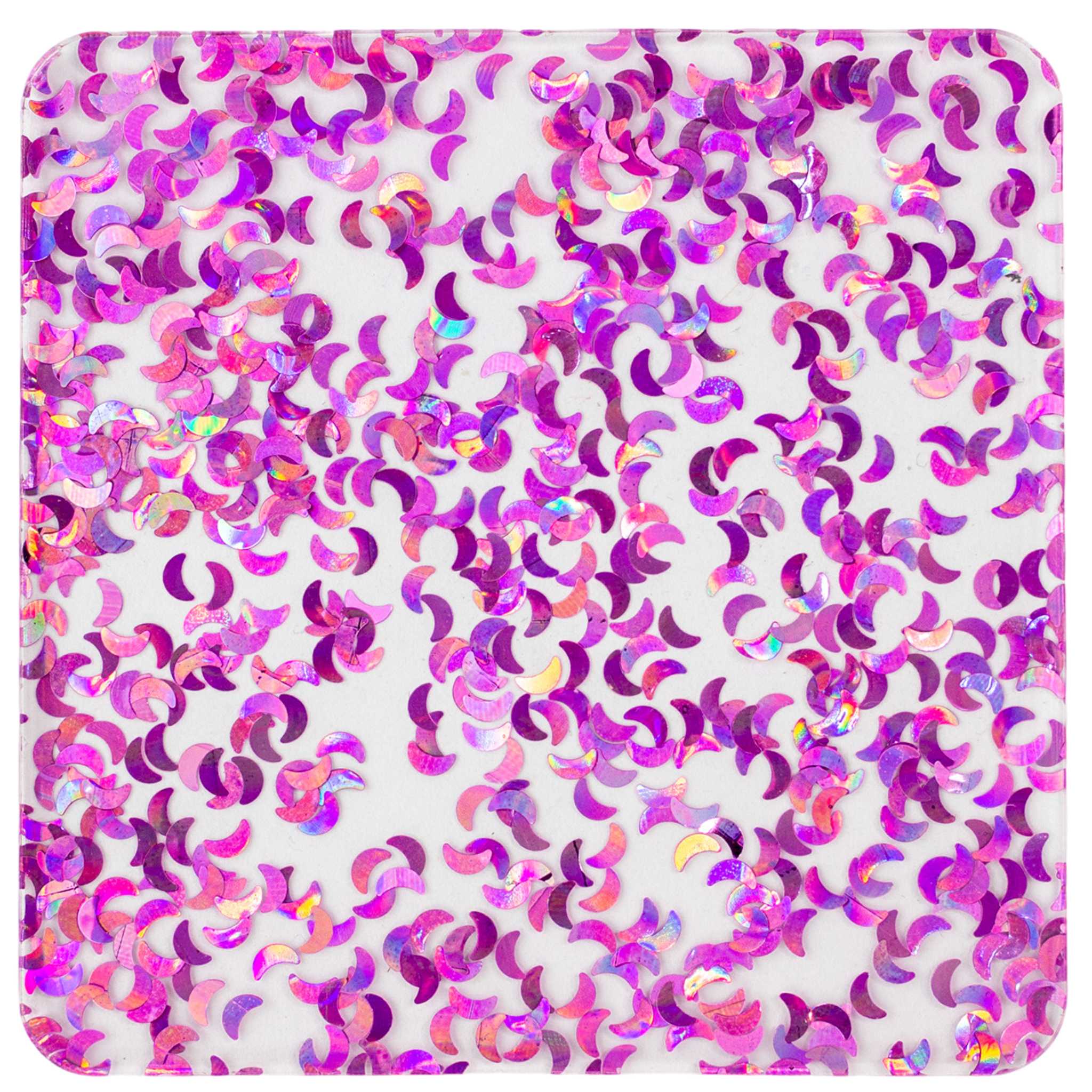 Purple holographic Glitter Moons Cast acrylic sheet 1/8"