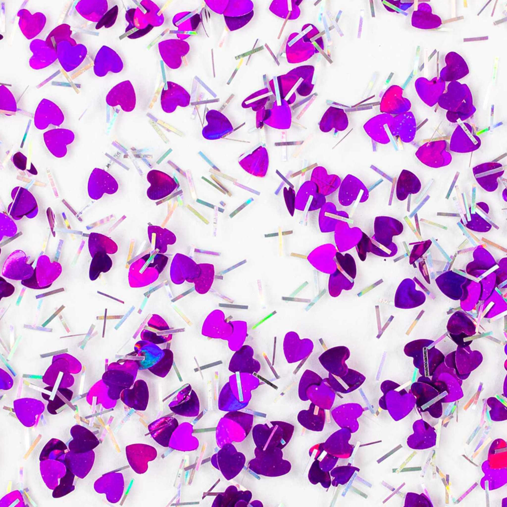 Purple hearts & tinsel iridescent Glitter Cast acrylic sheet 1/8"