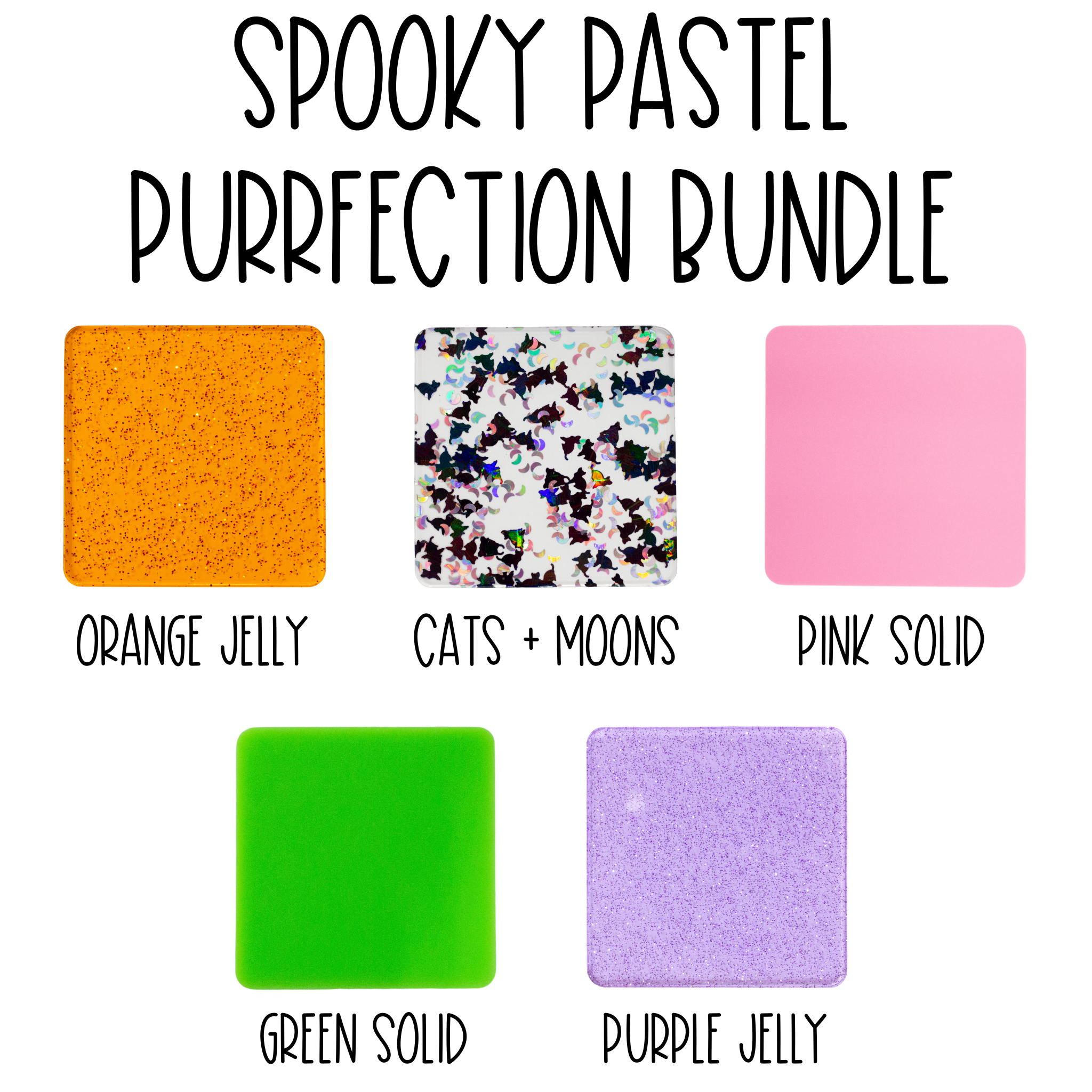 Spooky Pastel Purrfection Halloween Bundle Glitter Sparkle BUNDLE 5 sheets 1/8" cast acrylic sheet